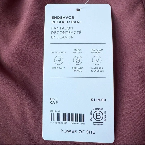 Athleta New Endeavor High Rise Relaxed Pant
Cherrywood Brown Women's Size S NWT - Picture 15 of 16